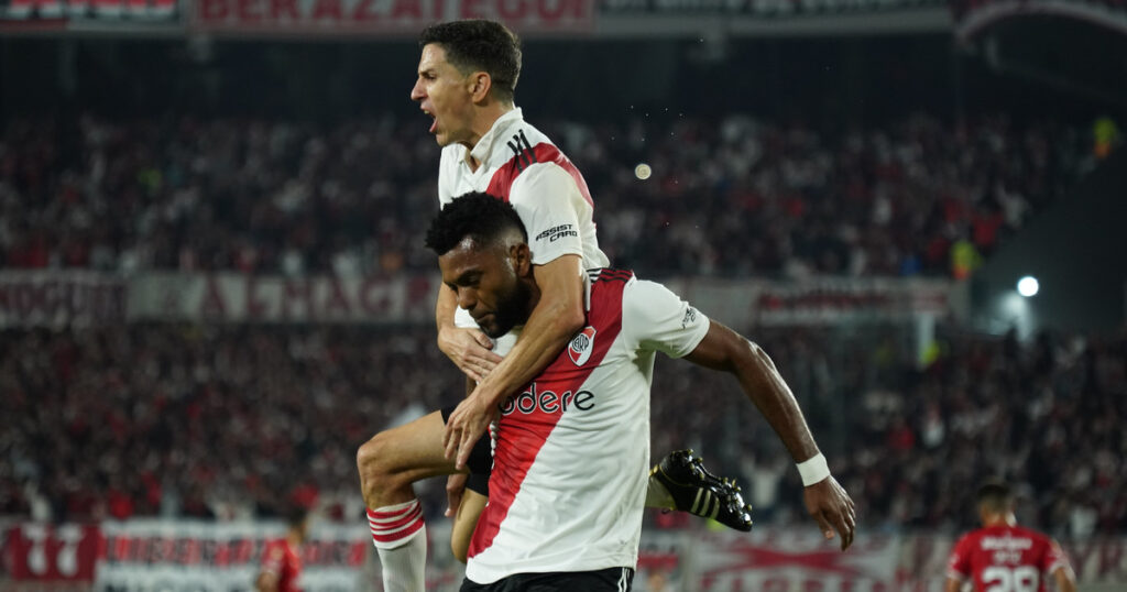 River vs Independiente. Borja. 23.04.2023 Foto Maxi Failla